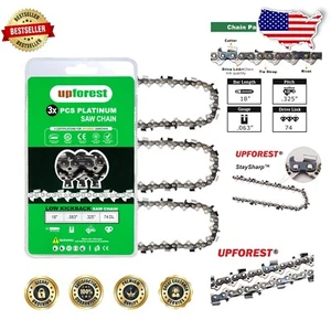 Japanese Chrome-Plated 18-Inch Chainsaw Chain 3 Pack | Low-Kickback Design - Picture 1 of 7