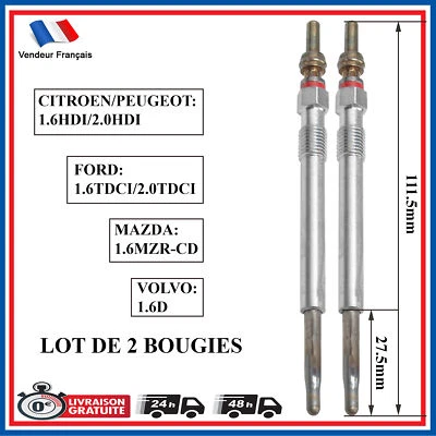 2 Glühkerzen Für FORD B-MAX C-MAX FIESTA MONDEO FOCUS 1.5 1.6 TDCI - Bild 1 von 4