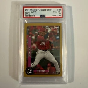 2021 Topps Brooklyn Collection Juan Soto #39 Gold /50 PSA 10 Yankees Mets POP 1 - Picture 1 of 7