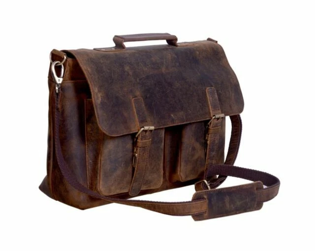 KomalC Retro Buffalo Hunter Leather Bag - Brown