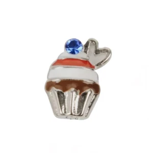 EXCLUSIVO Origami Owl 4 de julio Cupcake con CRISTAL Esmalte Flotante Dije - Imagen 1 de 2