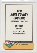 1994 Fleer ProCards Minor League Checklist Kane County Cougars Checklist #181
