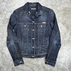 CHEVIGNON womens denim jacket size large biker stretch jean y2k vintage - Picture 1 of 9