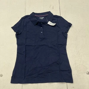 Old Navy Ink Blue Uniform Pique Short Sleeve Polo Girls Size Large (10/12) NEW - Picture 1 of 6