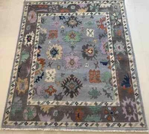 Oushak Premium Indo Grey-Brown Contemporary Hand-Knotted Rug for living area Rug - Picture 1 of 12