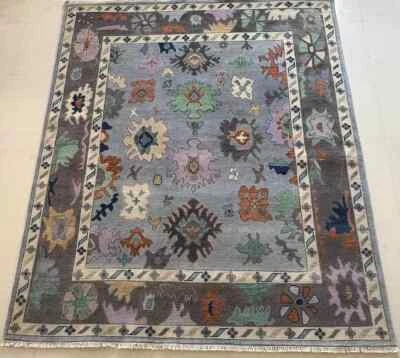 Oushak Premium Indo Grey-Brown Contemporary Hand-Knotted Rug for living area Rug - Image 1 of 4