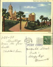 Spohn Park Corpus Christi Texas TX linen mailed 1950 vintage postcard