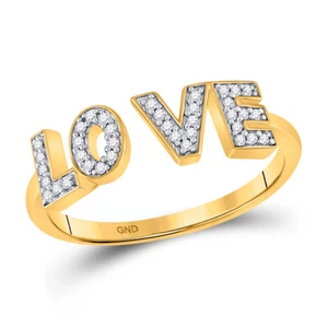 10 kt Gelbgold Damenring rund Diamant halbiert Liebe Mode 1/10 cttw - Bild 1 von 1