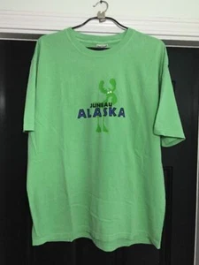 T-shirt Oarsman 913 Juneau Alaska alce verde lime tinta a pigmenti taglia L maglietta grande - Foto 1 di 10
