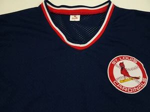 St Louis Cardinals SGA Pullover Jersey XL Blue Sewn Patch STREAK Wild Card STLMO - Picture 1 of 9
