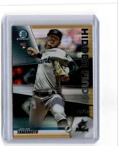 2020 Bowman Hidden Finds Gold Refractor Jordan Yamamoto RC /50 Miami Marlins
