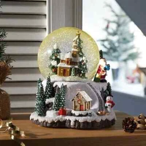 Globo de decoración de escena de pueblo de Navidad preiluminado nieve LED musical invierno Navidad - Imagen 1 de 24