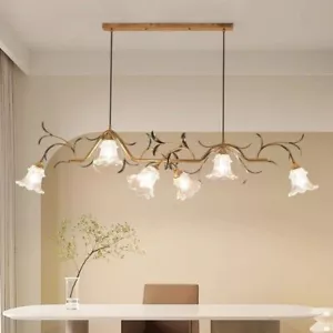 Vintage Long Chandelier Floral Pendant Lamp Indoor Hanging Fixtures 4/6 Lights - Picture 1 of 16