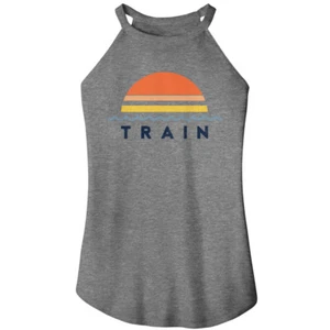 Train Sunset Water Ripple Women's Rocker Tank T Shirt Rock Band Music Merch - Picture 1 of 3