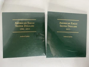 Littleton Coin Album Lot Of 2 American Eagle Silver Dollars 1986-2015-NEW SEALED - Picture 1 of 7