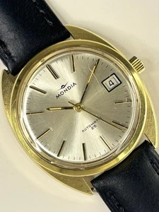 MONDIA Vintage 1960’s Men’s Automatic Sunburst Dial Date Gold Dress Watch - Picture 1 of 6