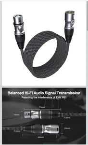 GeoHN.G XLR Microphone Cable 2 meter, 3-Pin Heavy Duty Balanced Microphone Cord - Picture 1 of 4