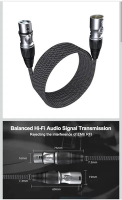 GeoHN.G XLR Microphone Cable 2 meter, 3-Pin Heavy Duty Balanced Microphone Cord - Image 1 of 4