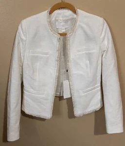 Hugo Boss NWT, Women’s Blazer, Tweed Top, White, Open Jacket, Karava - Picture 1 of 6
