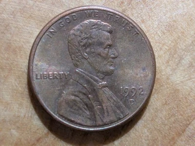 1992-D Lincoln Cent 1c AU RB Blister Reverse - Image 1 of 2