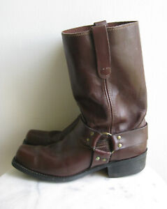 Vintage 1970s Sears Harness Boots Engineer Motorcycle Brown Size 10 D Excellent
