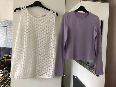 Top de encaje abierto blanco George talla 10 y shein talla S 8-10 púrpura ropa deportiva Foto 1 de 4