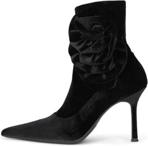 Jeffrey Campbell Florette Bootie Black Crushed velvet Stiletto size 8.5 - 9 New - Picture 1 of 7