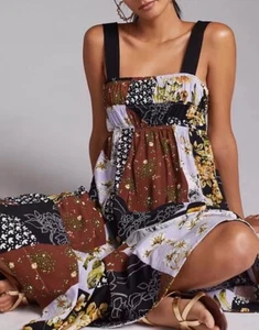 Anthropologie Patchwork Maxi Dress Mixed Print Maeve Floral Size Xsmall NEW! - Picture 1 of 7
