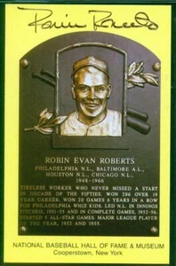 093, Original Autograph of Robin Roberts (3), HOF Plaque Postcard, Phillies - Picture 1 of 3