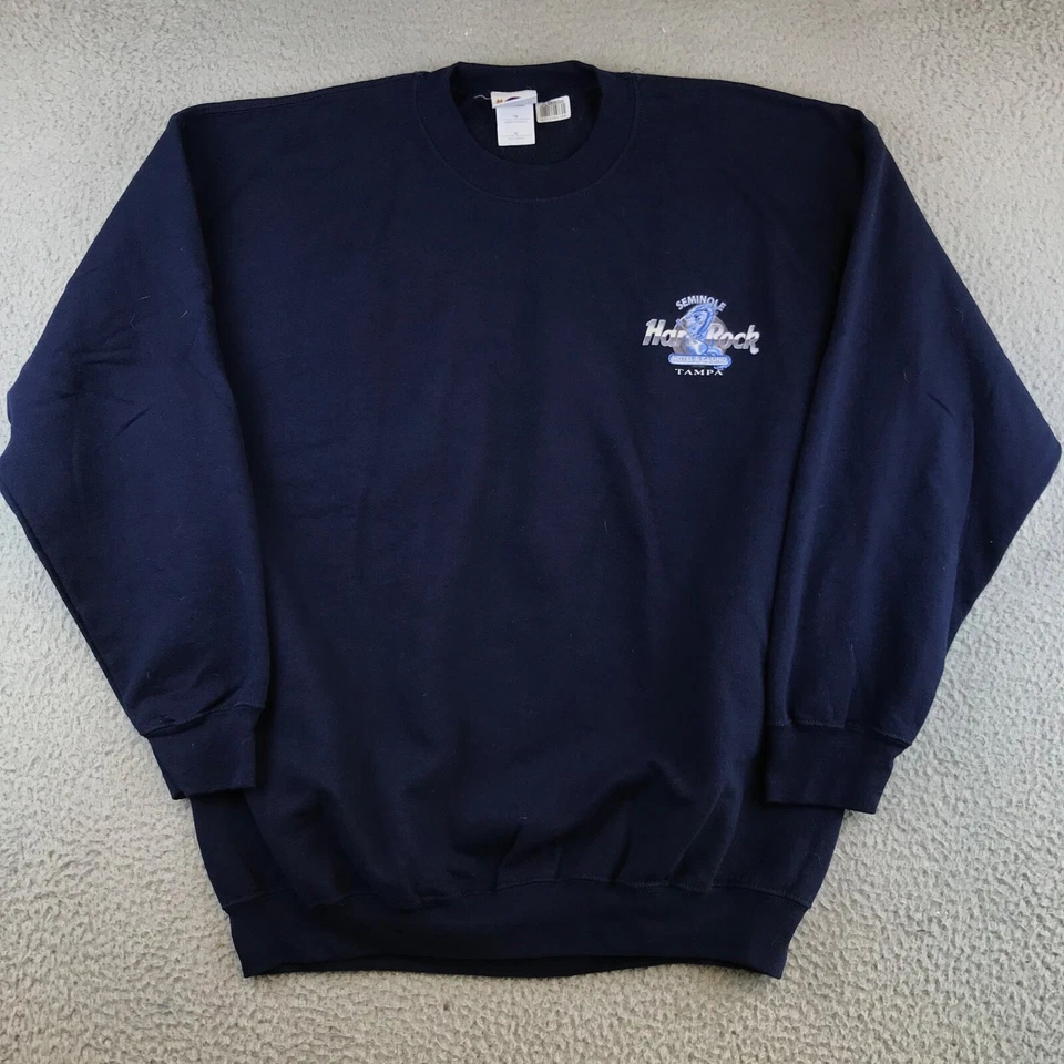 Hard Rock Hotel and Casino Tampa Sweater XL Navy Blue Pullover Crew Neck Logo - Image 1 of 4
