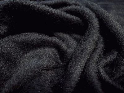 Wool Blend Heavyweight Mouflon Fabric, Per Metre - Plain - Black - Last Piece! - Image 1 of 3