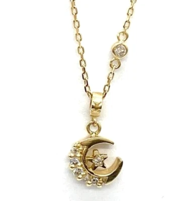 Collar Colgante Loree Rodkin Media Luna y Estrella Diamante Oro Amarillo 18k Foto 1 de 4