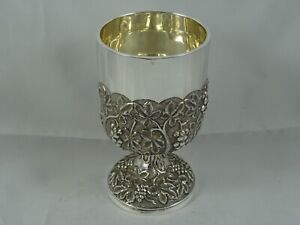 MAGNIFICENT sterling silver WINE GOBLET, c2000, 344gm