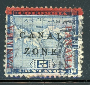 CANAL ZONE Used Selections: Scott #12 5c Blue BROKEN LETTERS POS 19 STAGE VI $$$ - Picture 1 of 1