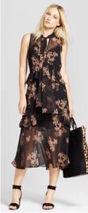 NWT WHO WHAT WEAR Cottage Romantic Floral Sheer Midi Maxi Dress XS - Picture 1 of 17