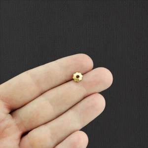 Gold Stainless Steel Bead Caps - 7mm x 7mm - 20 Pieces - GC659 - Picture 1 of 2