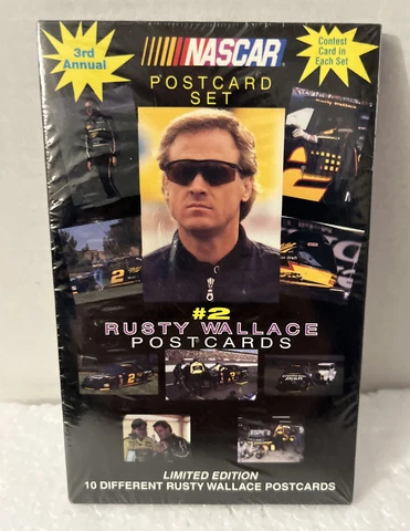3rd Annual NASCAR #2 Rusty Wallace Postcard Set 10 Limited Edition Cards Sealed Cover