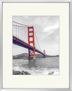 , 11x14 Aluminum Photo Frame with Ivory Color Mat for 8x10 Picture & Real Gla... - Picture 1 of 2
