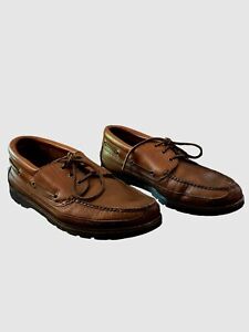 Highland Creek  Men’s Leather Lace Up Brown Boat Shoes Size 10