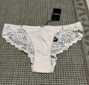 Slip donna Emporio Armani Dreamy viscosa pizzo nudo beige UK 14 nuovo con etichette - Foto 1 di 14