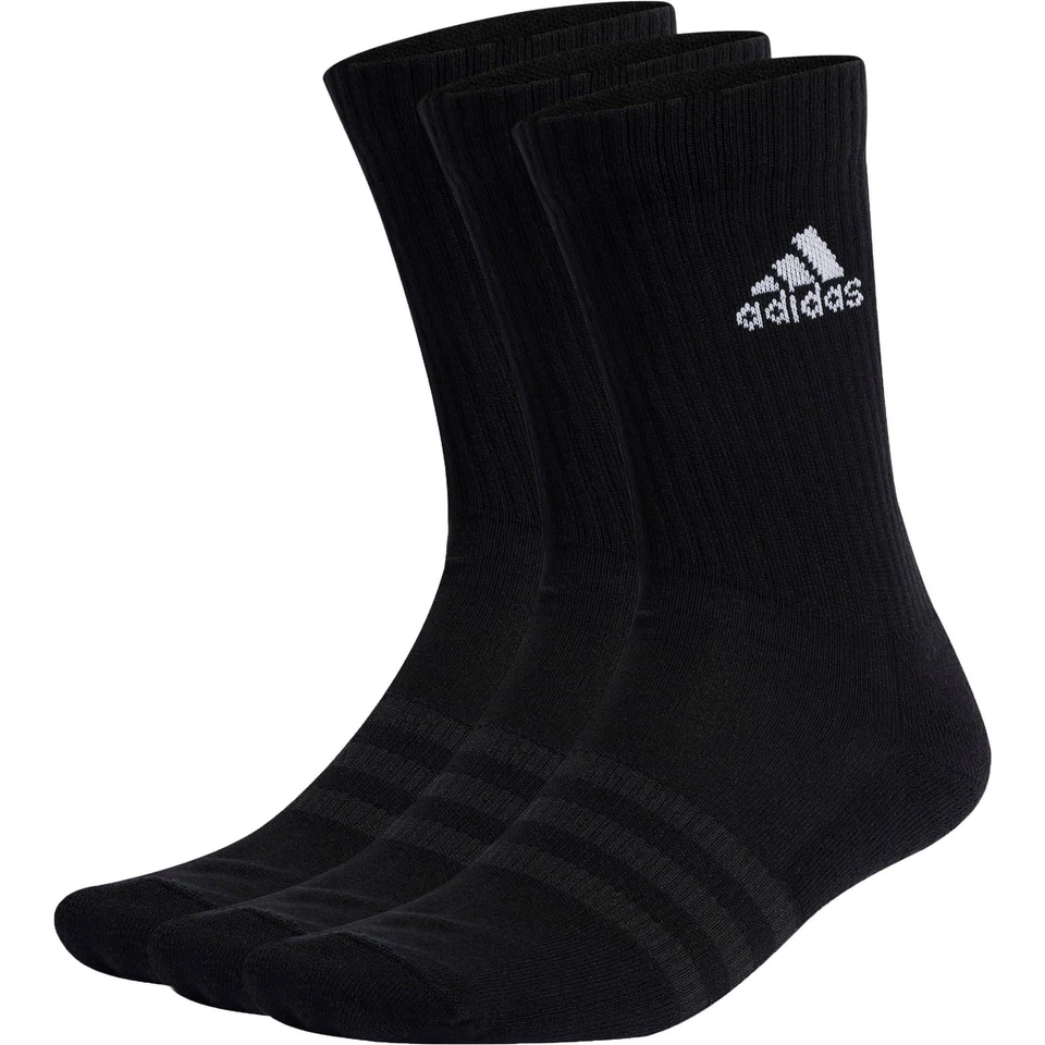 Paquete de 3 calcetines de entrenamiento acolchados Adidas negros soporte para el arco gimnasio entrenamiento Foto 1 de 1