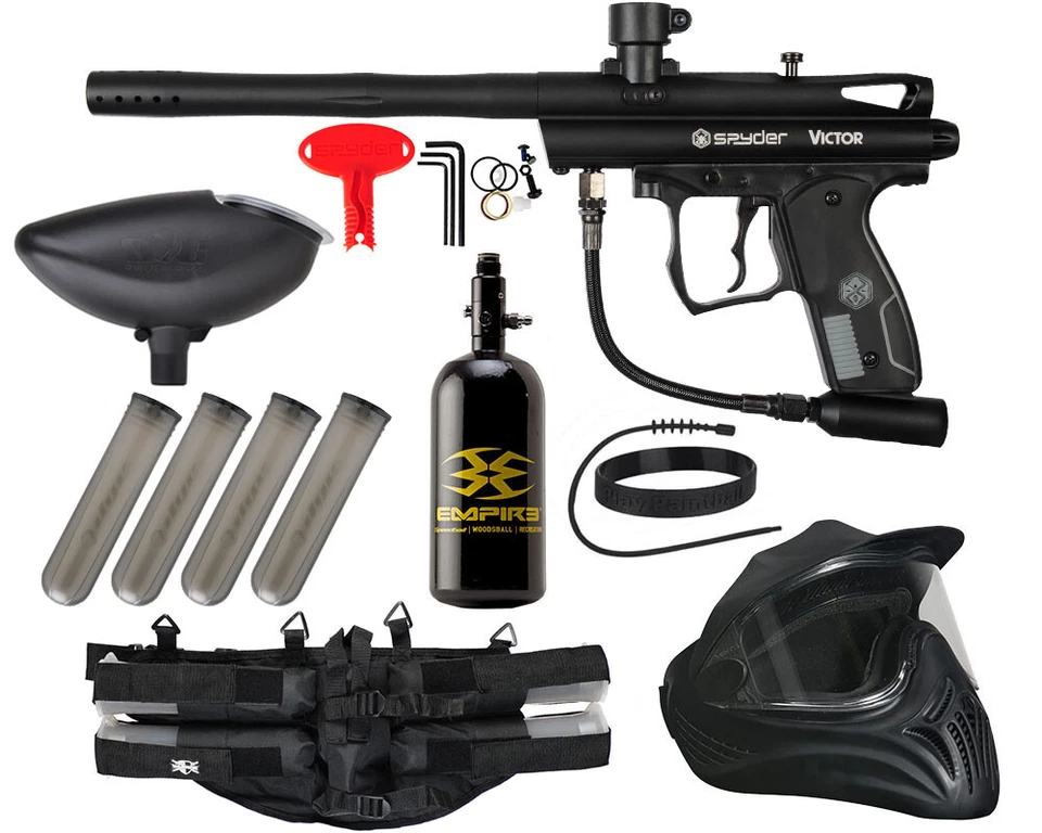 NEW KINGMAN SPYDER VICTOR LEGENDARY PAINTBALL GUN PACKAGE KIT - DIAMOND BLACK