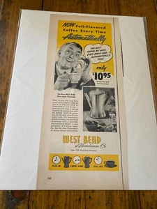 Vintage 1950 West Bend Coffee Maker Full Flavored Coffee ad - Picture 1 of 1