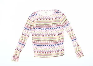 Gap Girls White Geometric Cotton Blend Top Pyjama Top Size 14 Years - Christmas - Picture 1 of 12
