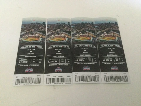 BOSTON RED SOX 2019 TICKET STUB COVER FENWAY PARK  4/29/19-7/13/19-8/6/19-9/6/19 Cover
