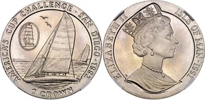 Isle of Man 1 Crown 199 AMERICA'S CUP SAN DIEGO1 NGC MS67 KM# 320 Mintage 25 Pcs - Picture 1 of 3