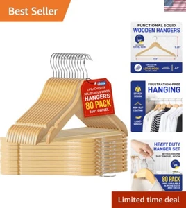 Wooden Hanger Set - 80 Pieces Non-Slip Versatile Closet Space-Saving Hanger S... - Picture 1 of 9