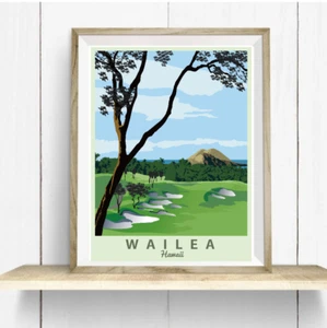 WAILEA HAWAII GOLFPOSTER DRUCK GESCHENK DEKOR MAUI - Bild 1 von 7