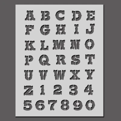IDEAL STENCILS LTD Cowboy Western Alphabet Schablone - A-Z Buchstaben & 0-9 Zahlen - Malen