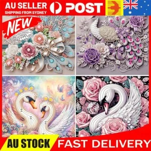 5D DIY Partial Special Shaped Drill Diamond Painting Kit Peacock Swan Decor - Afbeelding 1 van 24